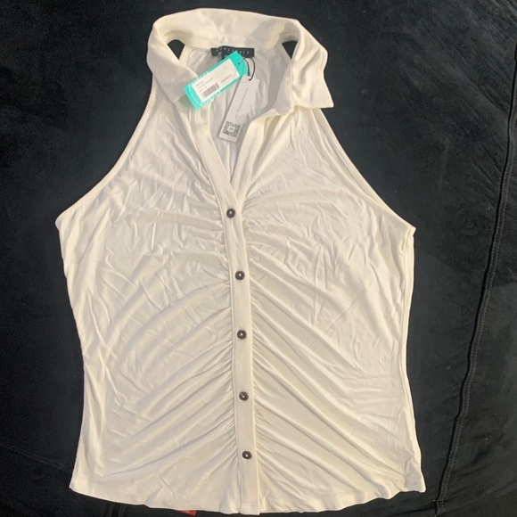 Sanctuary Ivory Halter Button-Front Top - Picture 2 of 5